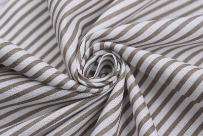 Бязь набивная 150 Ив 120 гр/м.кв. Т.бежевая полоса - изображение