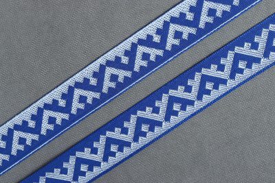 Лента 24мм жаккардовая 8621 Синий/белый - изображение