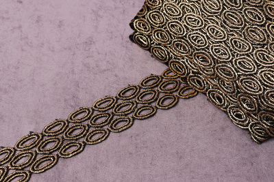 Кружево 65мм окрашенное Черный/золото - изображение