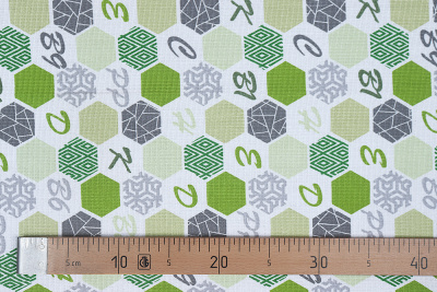 Полотно вафельное Зеленый/серый - изображение