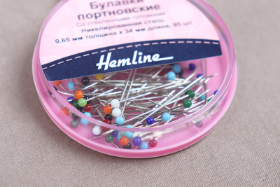 Булавки со стеклянными головками 34мм Hemline 95шт. - изображение
