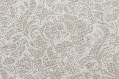 Лен набивной П-25 150 ИВ Белые цветы на сером - изображение