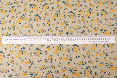 Перкаль плательная 124гр/м.кв.Цветы на оливковом - изображение