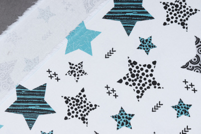 Фланель набивная Звезды на белом - изображение