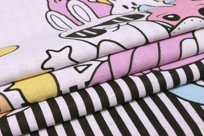 Бязь набивная 220 120 гр/м.кв. Веселые зайцы - изображение