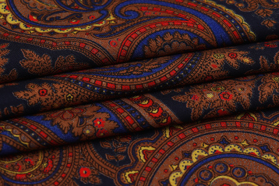 Штапель набивной 12098 Вензель/огурцы на т.синем - изображение