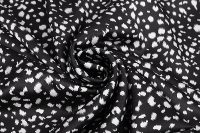 Атлас-стрейч Звериный принт Черный/белый - изображение