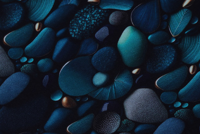 Кулирная гладь с лайкрой Абстракция синий/голубой - изображение