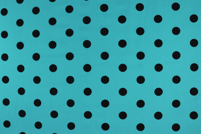 Хлопок набивной Черный горох на бирюзовом - изображение