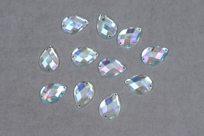 Стразы пришивные 18*25мм пластик капля Кристалл АВ - изображение