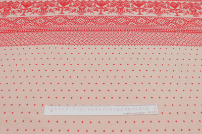 Лён набивной 145 гр/м.кв. Вышивка сударыня на сером - изображение