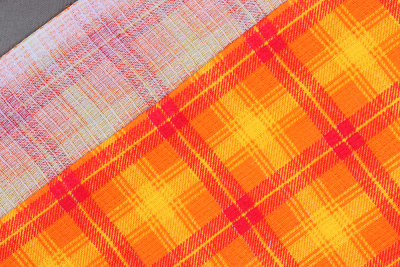 Полотно вафельное Клетка Оранжевый - изображение