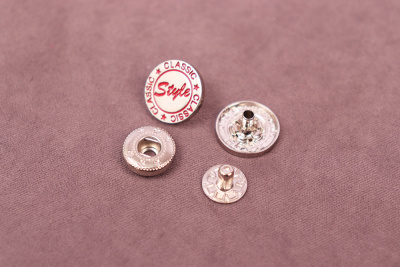 Кнопки пробивные 15мм декоративная Stylе Никель/красный - изображение