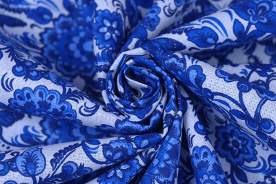 Бязь-универсал П13-150 ИВ Синие цветы на белом - изображение