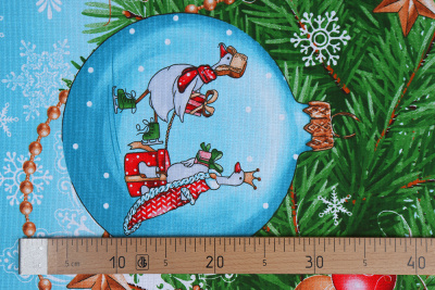 Полотно вафельное 150 Тейково Новогодние гуси - изображение