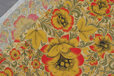 Бязь-универсал П13-150 ИВ Хохлома на желтом - изображение