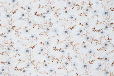Муслин 40521 Цветы пыльно-голубой/коричневый - изображение