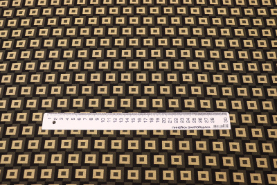 Трикотаж-жаккард ROYCE 54016 Квадраты Бежевый/хаки/черный - изображение