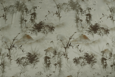 Шелк-жаккард 3056 Китайский сюжет Серо-зеленый - изображение