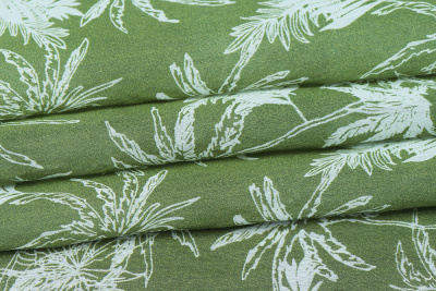 Батист 33397 Листья Оливковый/белый - изображение