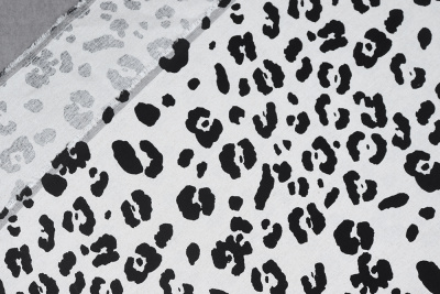 Лен принт 10011 Звериный принт Молочный/черный - изображение