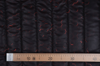 Стежка курточная сендвич Соты т.коричневый/коралловый - изображение