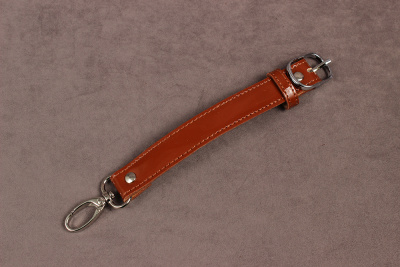 Ремешок Коричневый эко-кожа 15см с карабином и пряжкой - изображение