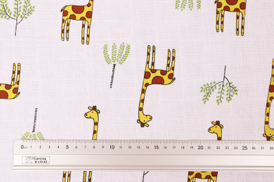Муслин хлопковый набивной 100гр/м.кв. Жирафы - изображение