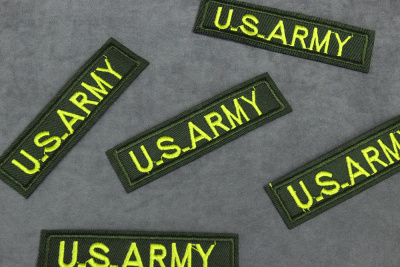 Термоаппликация 25*93мм Шеврон U.S.Army Хаки/св.зеленый - изображение