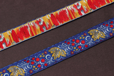 Лента 22мм жаккардовая 9443 Синий/красный/желтый/белый - изображение