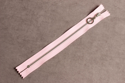 Молния декоративная с кольцом 20см металл Розовый/никель - изображение