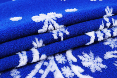Мех ИТЖФ2 712 Синий с белыми снежинками - изображение