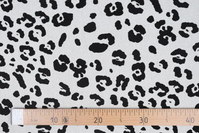 Лен принт 10011 Звериный принт Молочный/черный - изображение