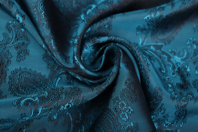 Подклад вискоза-жаккард 90гр/м.кв.Огурцы Т-528 Бирюзовый/черный - изображение