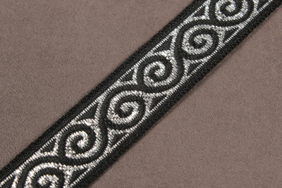 Лента 18мм жаккардовая 8681 Бесконечность Черный/Серебро - изображение