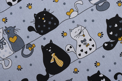 Бязь набивная 150 Ив 120 гр/м.кв. Коты - изображение