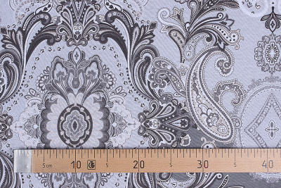 Поплин набивной 220 115гр/м.кв. Бордюр Огурцы на сером - изображение