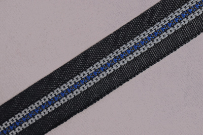 Корсаж брючный 20мм с латексной нитью Черный/Синий - изображение