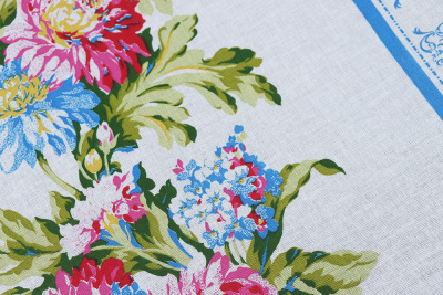 Ситец платочный 43 Шуя Розово-голубые цветы - изображение