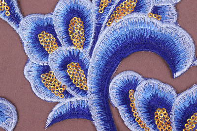 Термоаппликация с пайетками Узор Синий/Золото 7133 - изображение