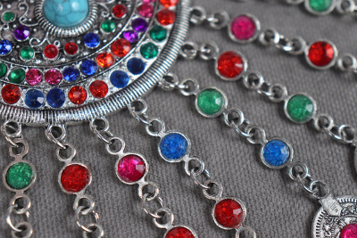 Этническое украшение 65*110мм подвеска m6940 Серебро - изображение