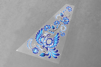 Термотрансфер 200*350мм Угол левый Гжель птица - изображение