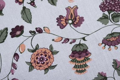 Бязь 262 набивная 142 гр/м.кв. Цветы акварель на св.сером - изображение