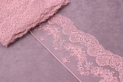 Кружево матовое на сетке 130мм Пыльная роза - изображение