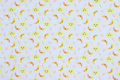 Фланель детская 90 Пакистан Желтое облачко на белом - изображение