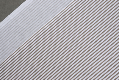 Бязь набивная 150 Ив 120 гр/м.кв. Т.бежевая полоса - изображение