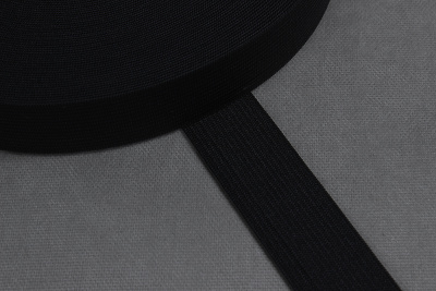 Тесьма эластичная 25мм Стандарт Черный - изображение