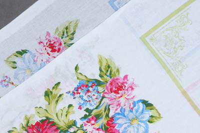 Ситец платочный 43 Шуя Розово-голубые цветы - изображение