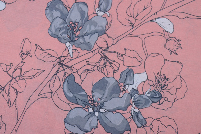 Бязь набивная 220 Ив 120 г/м.кв Сакура на пудровом - изображение