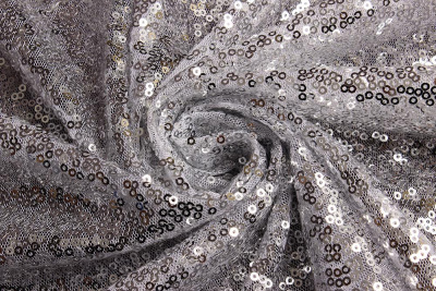 Пайетки на сетке Серебро на белом - изображение